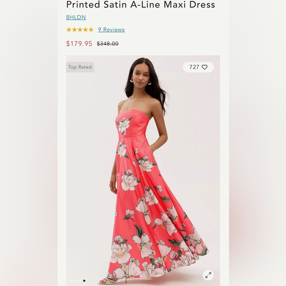 Floral Strapless Pink Dress